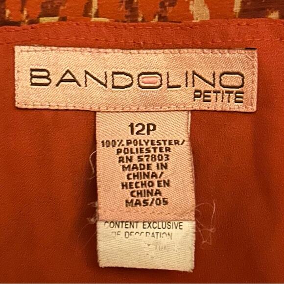 Bandolino Red Flowy Boho Patterned Blouse Size 12P - Picture 8 of 9